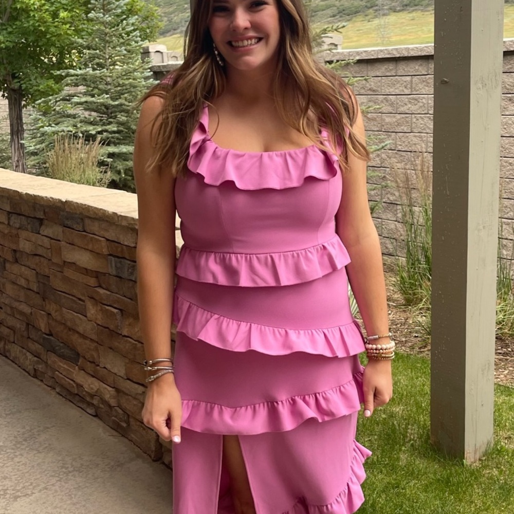 Show Me Your MuMu Pink Ruffle Dress